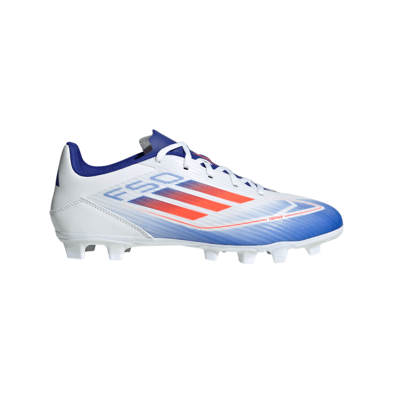 Guayos-adidas-para-hombre-F50-Club-Fxg-para-futbol-color-blanco.-Lateral-Externa-Derecha