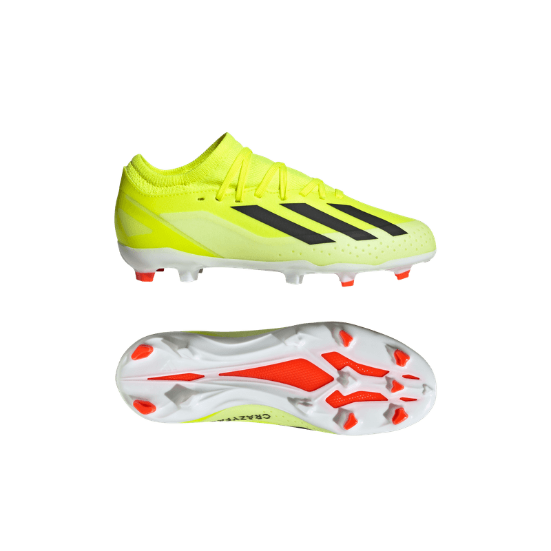 Guayos-adidas-para-niño-X-Crazyfast-League-Mg-para-futbol-color-amarillo.-Lateral-Y-Suela