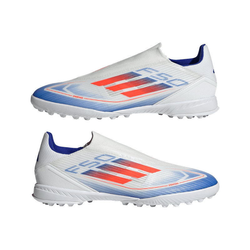 Guayos-adidas-para-hombre-F50-League-Ll-Tf-para-futbol-color-blanco.-Par-Alineados