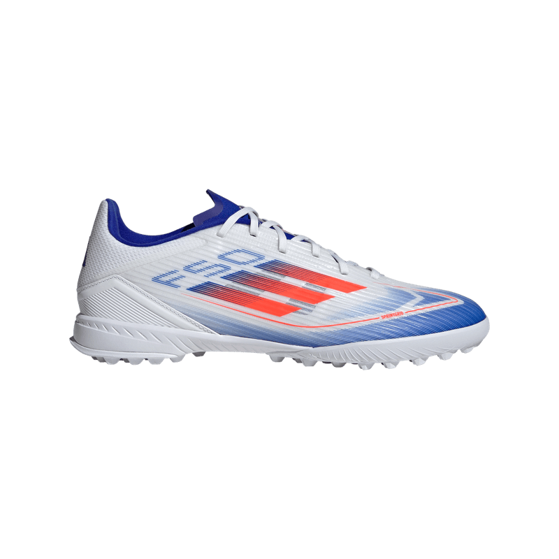Guayos-adidas-para-hombre-F50-League-Tf-para-futbol-color-blanco.-Lateral-Externa-Derecha
