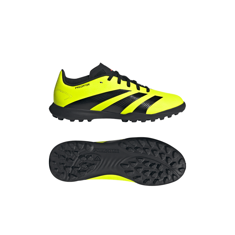 Guayos-adidas-para-niño-Predator-League-Tf-para-futbol-color-amarillo.-Lateral-Y-Suela