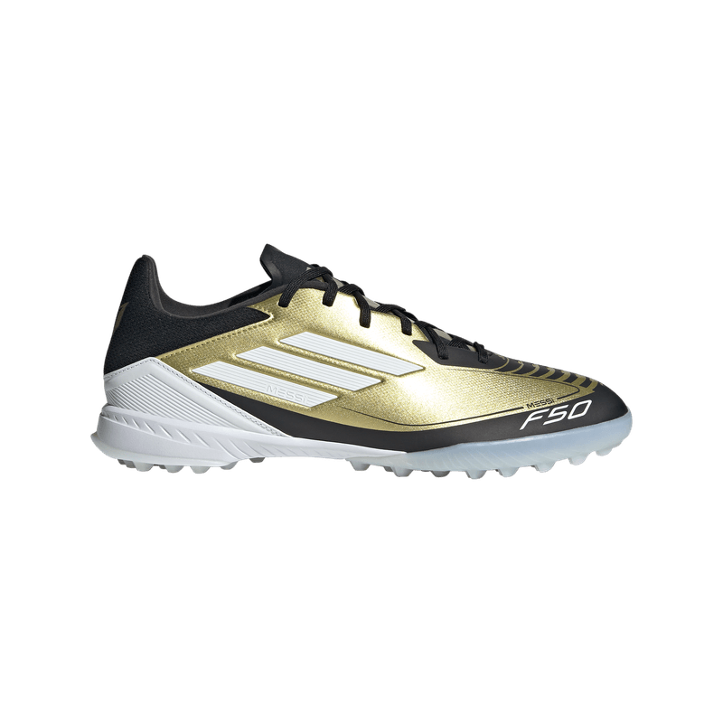 Guayos-adidas-para-hombre-F50-League-Tf-Messi-para-futbol-color-amarillo.-Lateral-Externa-Derecha