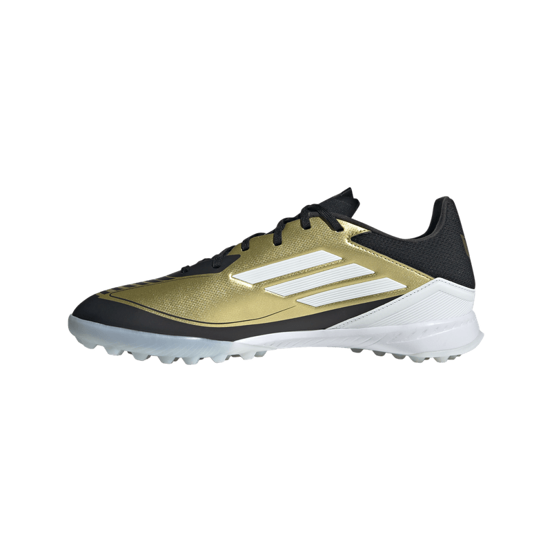 Guayos-adidas-para-hombre-F50-League-Tf-Messi-para-futbol-color-amarillo.-Lateral-Interna-Izquierda