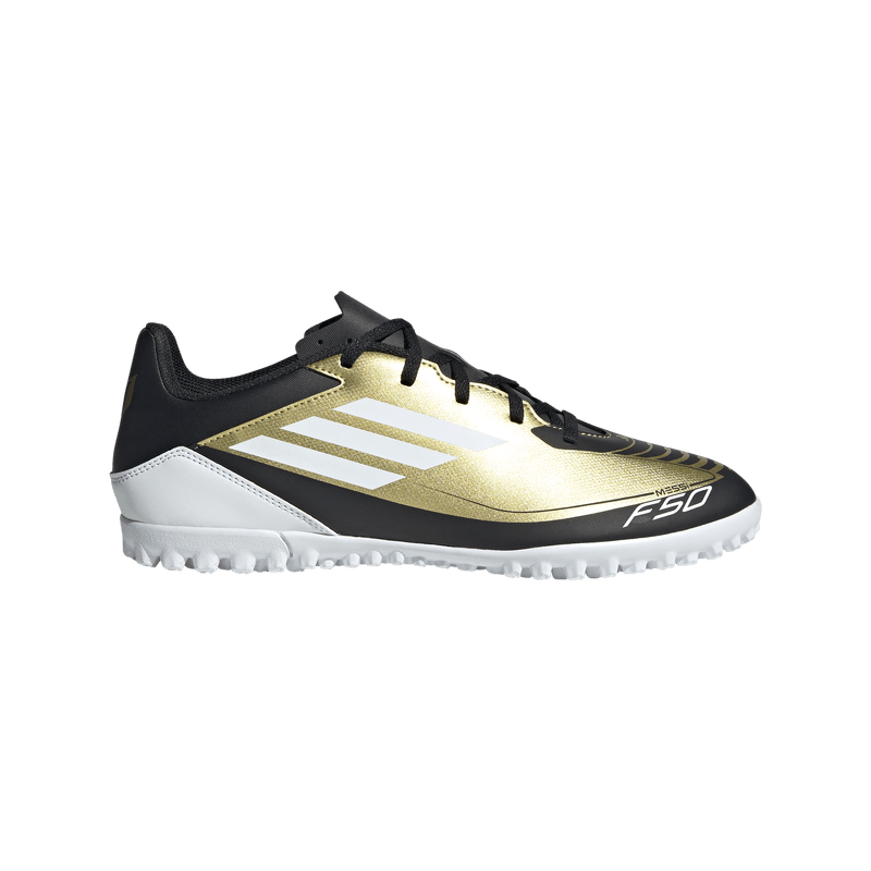 Guayos-adidas-para-hombre-F50-Club-Tf-Messi-para-futbol-color-amarillo.-Lateral-Externa-Derecha