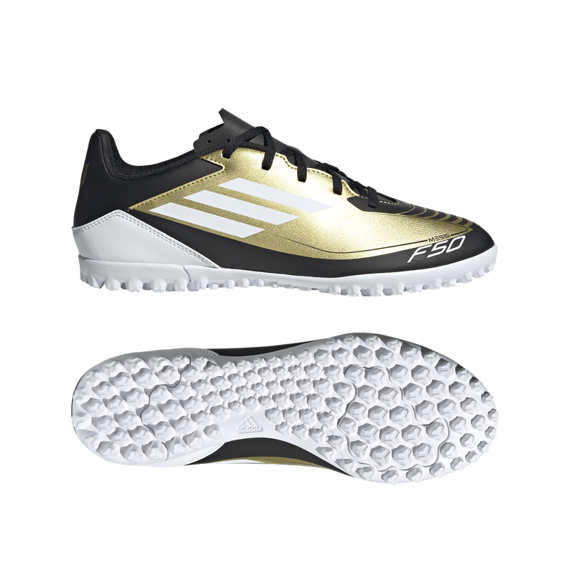 Guayos-adidas-para-hombre-F50-Club-Tf-Messi-para-futbol-color-amarillo.-Par-Laterales