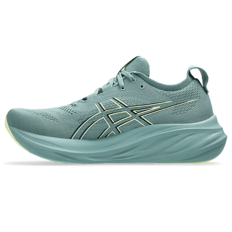 Tenis-asics-para-hombre-Gel-Nimbus-26-para-correr-color-verde.-Lateral-Externa-Izquierda