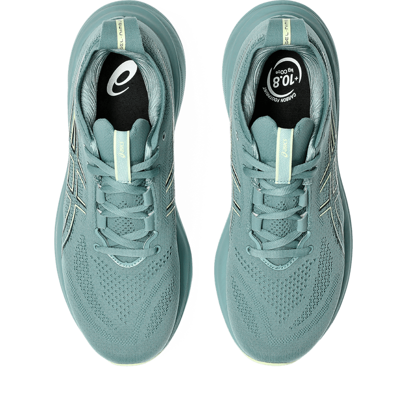 Tenis-asics-para-hombre-Gel-Nimbus-26-para-correr-color-verde.-Capellada