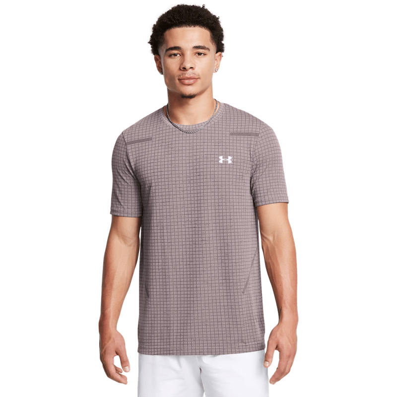 Camiseta-Manga-Corta-under-armour-para-hombre-Vanish-Seamless-Grid-Ss-para-entrenamiento-color-gris.-Frente-Sin-Modelo