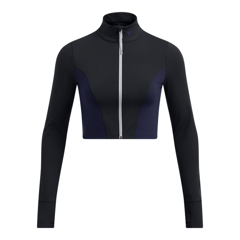 Camiseta-Manga-Larga-under-armour-para-mujer-Pjt-Rck-Letsgo-Crop-Fz-para-entrenamiento-color-negro.-Frente-Sin-Modelo