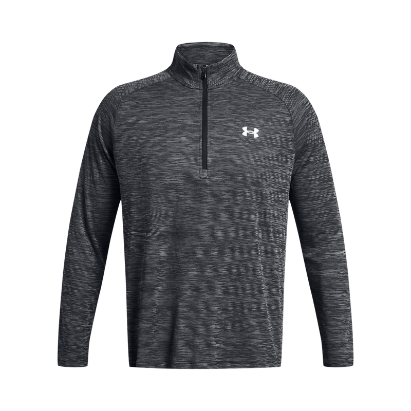 Camiseta-Manga-Larga-under-armour-para-hombre-Ua-Tech-Textured-1-2-Zip-para-entrenamiento-color-negro.-Frente-Sin-Modelo