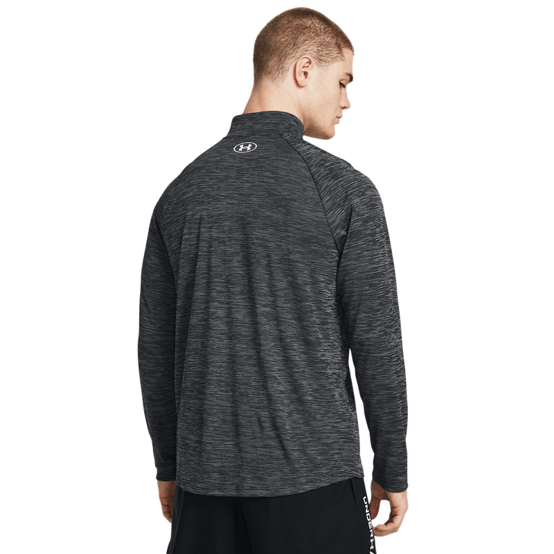 Camiseta-Manga-Larga-under-armour-para-hombre-Ua-Tech-Textured-1-2-Zip-para-entrenamiento-color-negro.-Reverso-Sin-Modelo