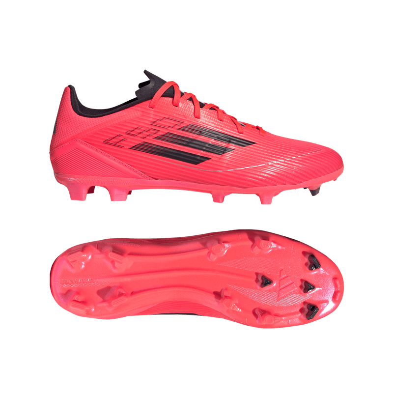 Guayos-adidas-para-hombre-F50-League-Fg-Mg-para-futbol-color-rosado.-Lateral-Y-Suela