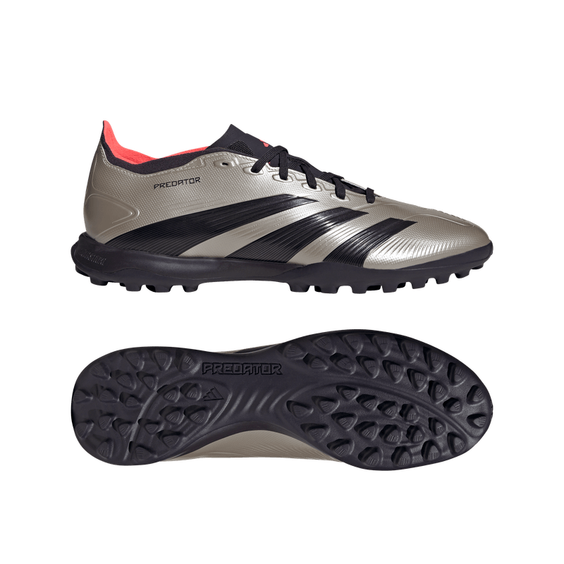 Guayos-adidas-para-hombre-Predator-League-Tf-para-futbol-color-gris.-Lateral-Y-Suela