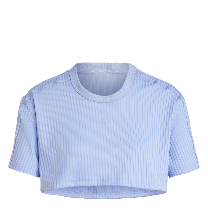 Camiseta-Manga-Corta-adidas-para-mujer-Ag-Rib-3S-Tee-para-entrenamiento-color-azul.-Frente-Sin-Modelo