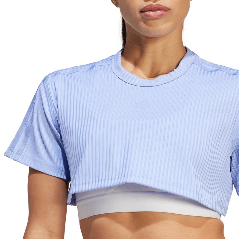 Camiseta-Manga-Corta-adidas-para-mujer-Ag-Rib-3S-Tee-para-entrenamiento-color-azul.-Detalle-3