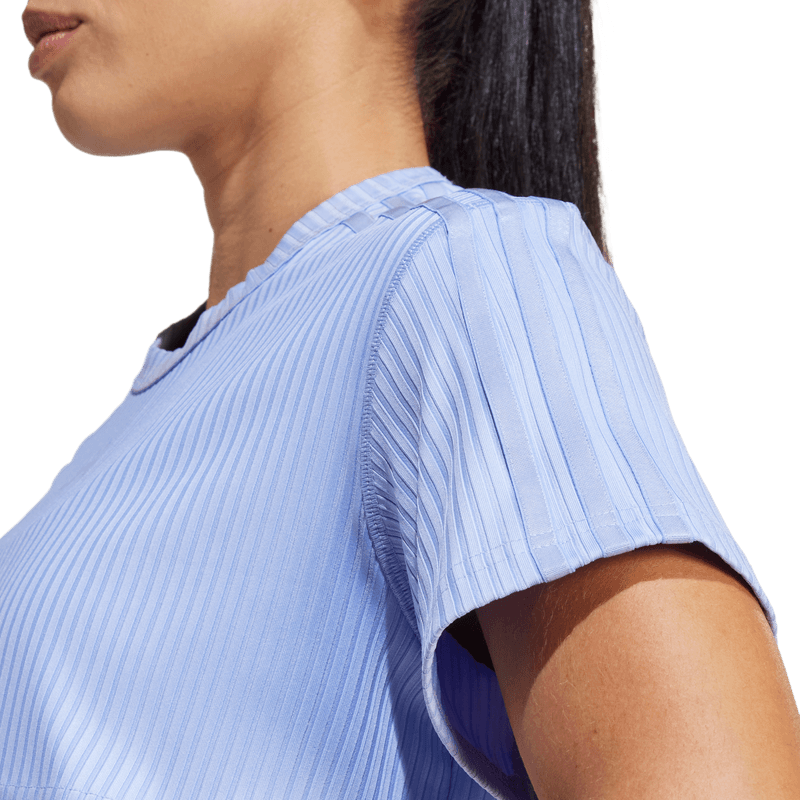 Camiseta-Manga-Corta-adidas-para-mujer-Ag-Rib-3S-Tee-para-entrenamiento-color-azul.-Detalle-2