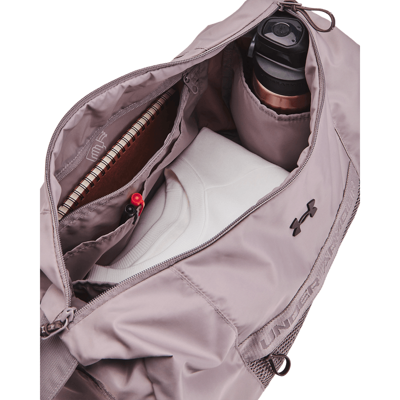 Maletin-under-armour-para-mujer-Ua-Studio-Slouchy-Duffle-para-entrenamiento-color-gris.-Almacenamiento