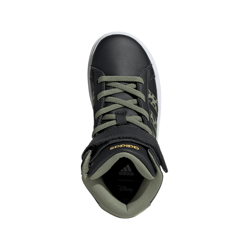 Tenis-adidas-para-niño-Grand-Court-Mid-Lionking-K-para-moda-color-gris.-Capellada