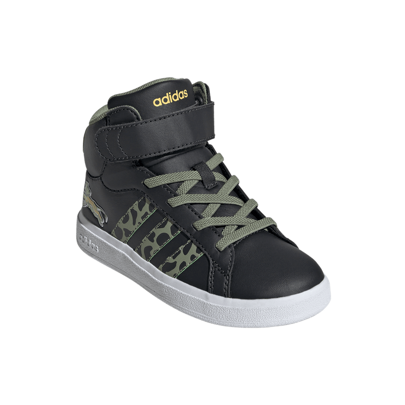Tenis-adidas-para-niño-Grand-Court-Mid-Lionking-K-para-moda-color-gris.-Par-Alineados