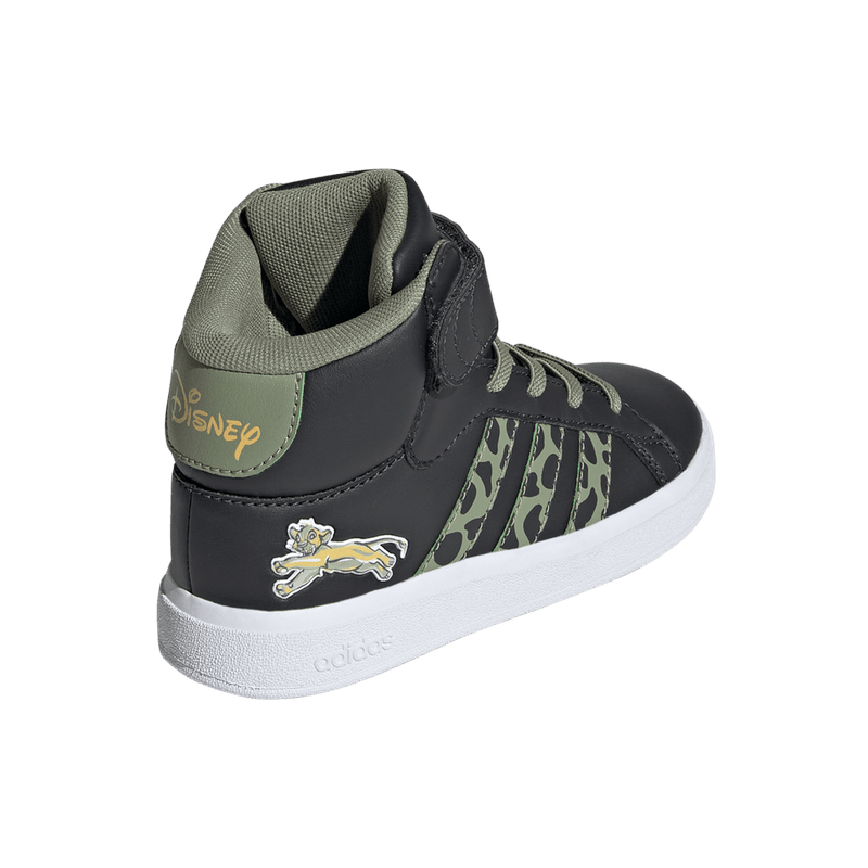 Tenis-adidas-para-niño-Grand-Court-Mid-Lionking-K-para-moda-color-gris.-Talon