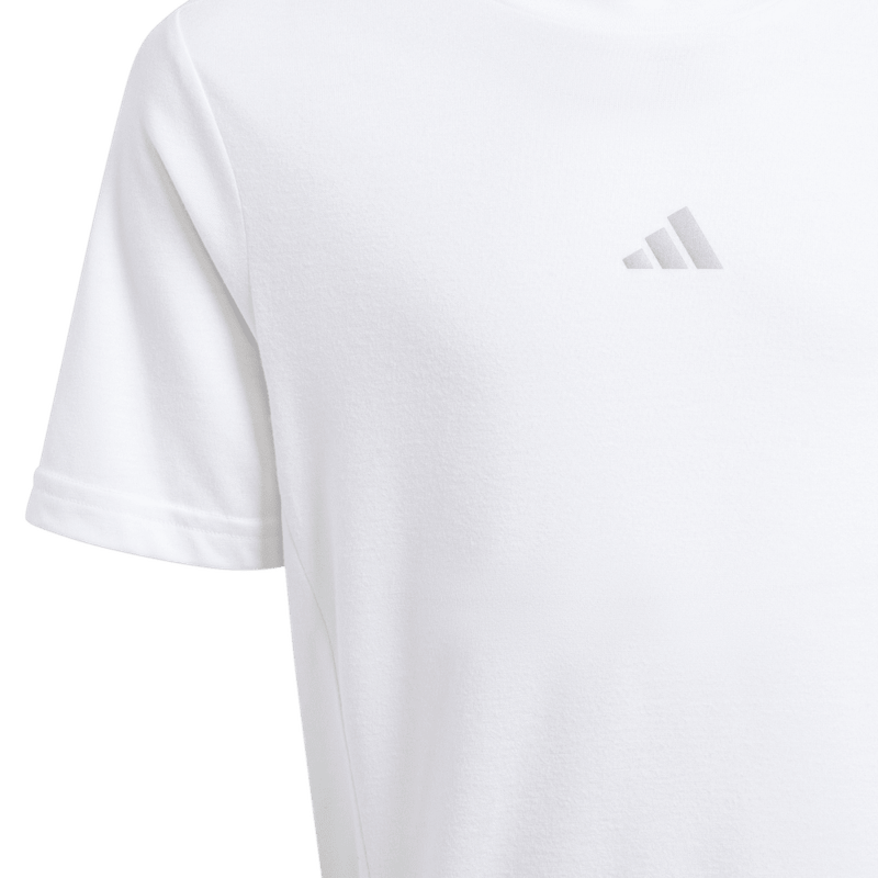 Camiseta-Manga-Corta-adidas-para-niño-J-D4T-Tee-para-entrenamiento-color-blanco.-Reverso-Sin-Modelo