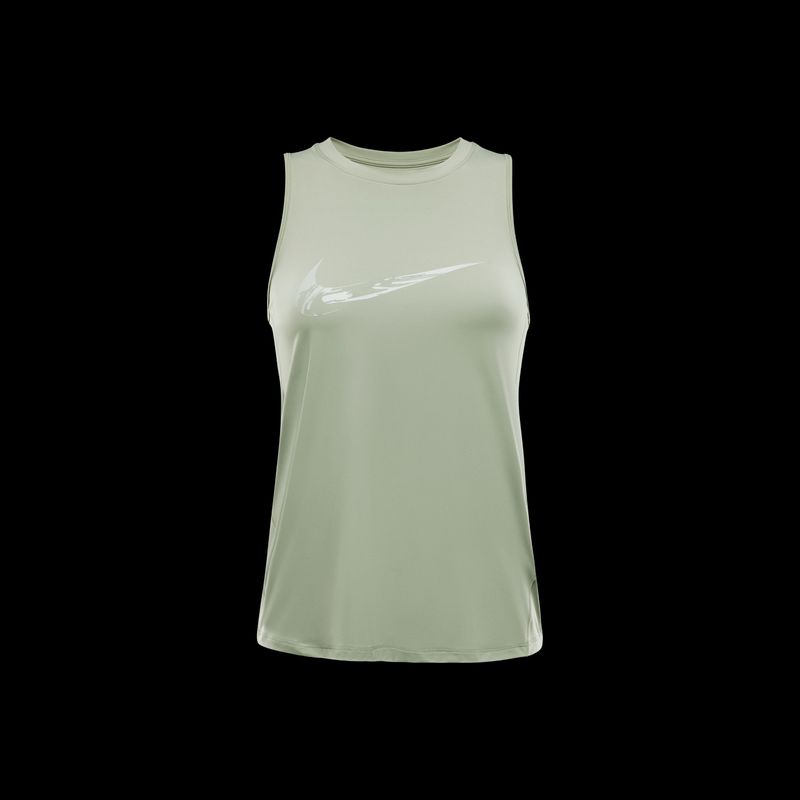 Camiseta-Manga-Sisa-nike-para-mujer-W-Nk-One-Swoosh-Hbr-Df-Tank-para-correr-color-verde.-Frente-Sin-Modelo