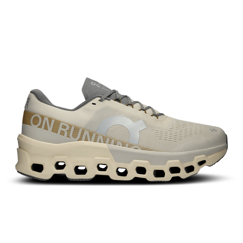 Tenis-on-para-hombre-Cloudmonster-2-para-correr-color-beige.-Lateral-Externa-Derecha
