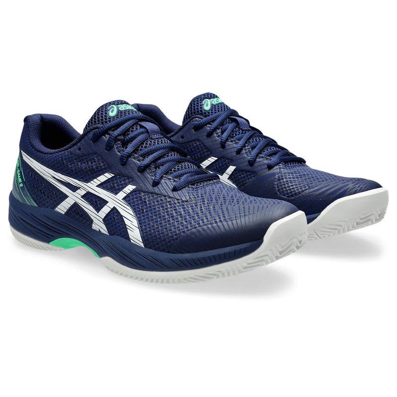 Tenis-asics-para-hombre-Gel-Game-9-Clay-para-tenis-color-azul.-Par-Alineados