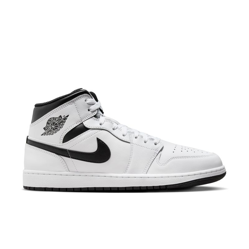 Tenis-nike-para-hombre-Air-Jordan-1-Mid-para-moda-color-blanco.-Lateral-Externa-Derecha