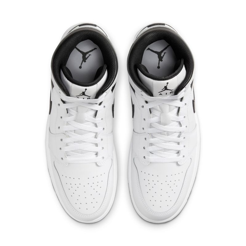 Tenis-nike-para-hombre-Air-Jordan-1-Mid-para-moda-color-blanco.-Capellada