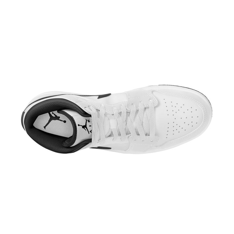 Tenis-nike-para-hombre-Air-Jordan-1-Mid-para-moda-color-blanco.-Vista-Capelladas