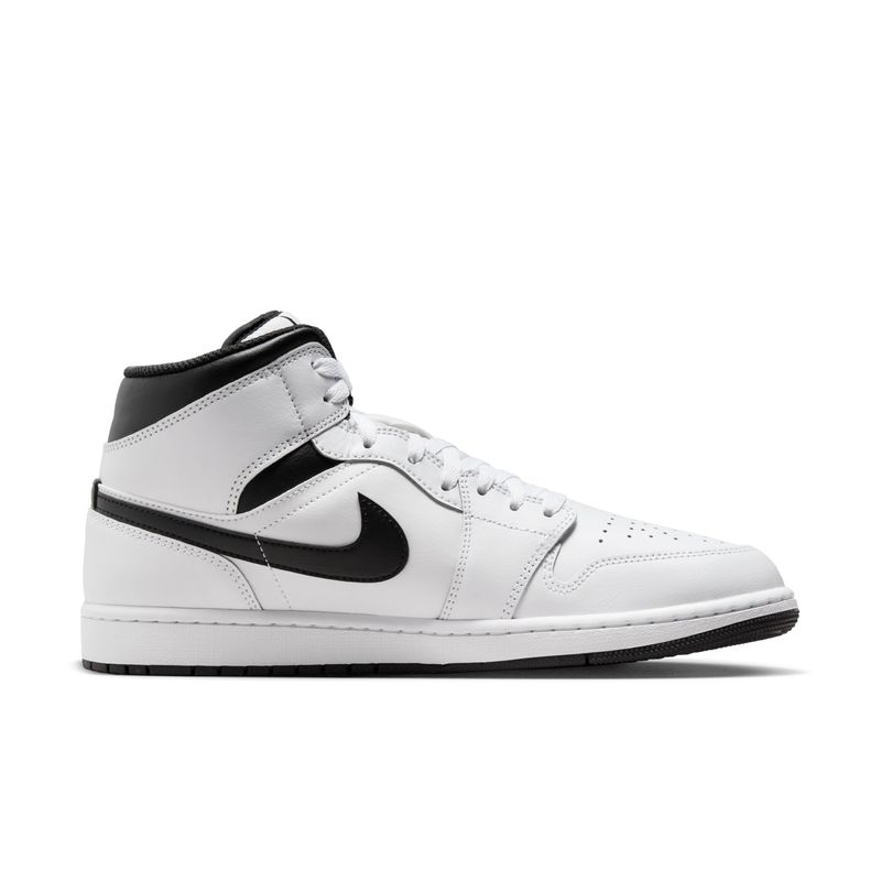 Tenis-nike-para-hombre-Air-Jordan-1-Mid-para-moda-color-blanco.-Lateral-Interna-Izquierda