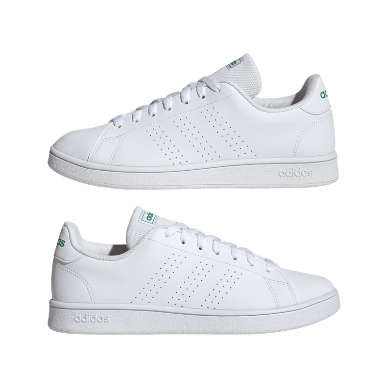 Tenis-adidas-para-hombre-Advantage-Base-para-moda-color-blanco.-Par-Alineados