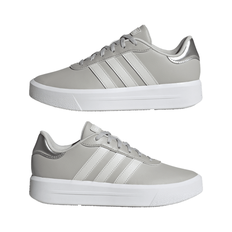 Tenis-adidas-para-mujer-Court-Platform-para-moda-color-gris.-Par-Alineados