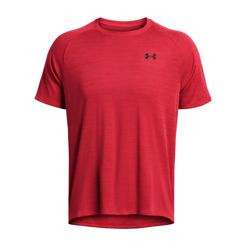 Camiseta-Manga-Corta-under-armour-para-hombre-Ua-Tech-Textured-Ss-para-entrenamiento-color-gris.-Frente-Sin-Modelo