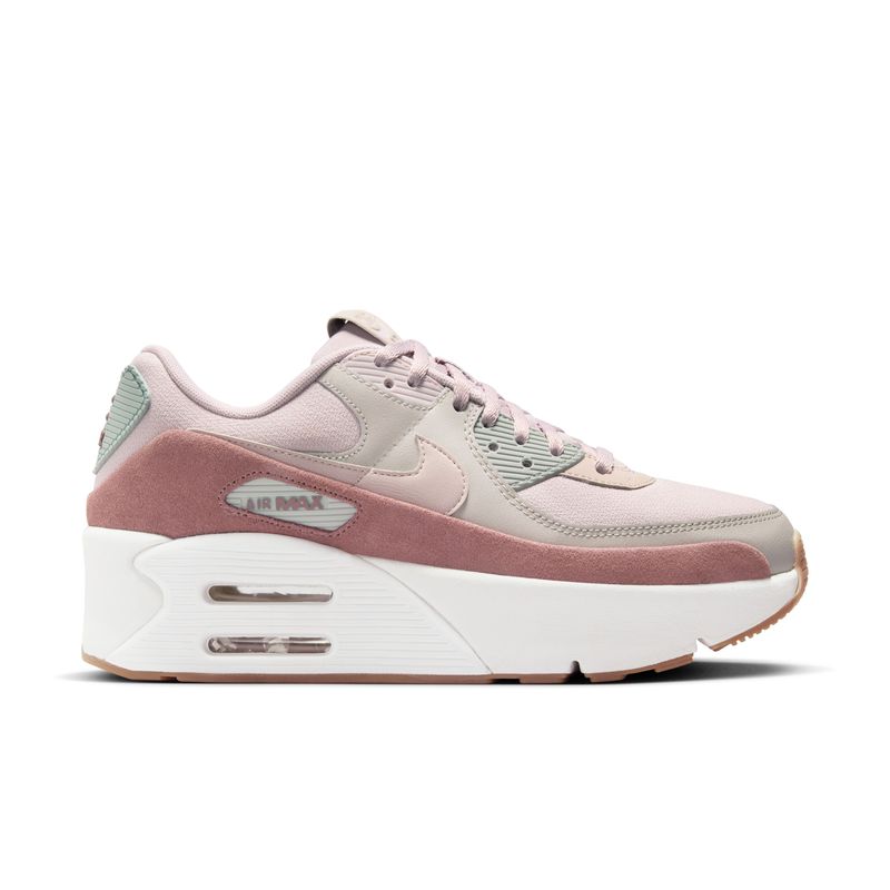 Tenis-nike-para-mujer-Nike-Air-Max-90-Lv8-para-moda-color-gris.-Lateral-Externa-Derecha