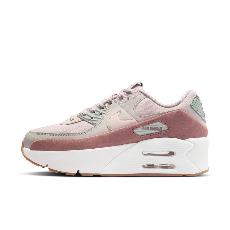 Tenis-nike-para-mujer-Nike-Air-Max-90-Lv8-para-moda-color-gris.-Lateral-Interna-Izquierda