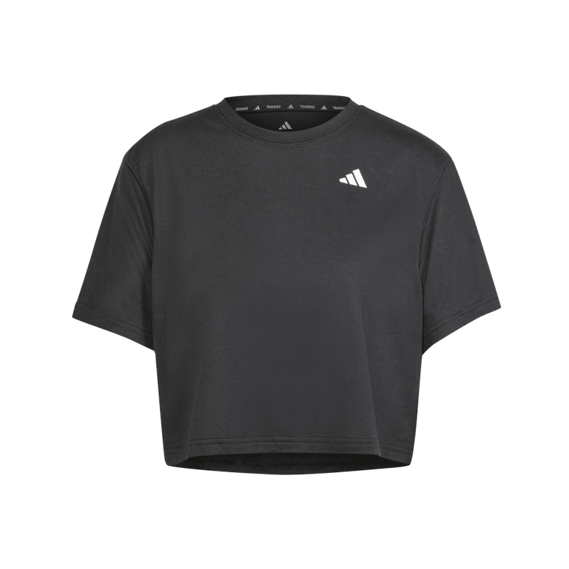 Camiseta-Manga-Corta-adidas-para-mujer-We-Min-Tee-para-entrenamiento-color-negro.-Frontal-Sobre-Modelo