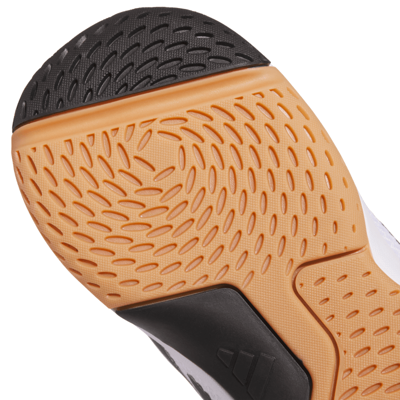 Tenis-adidas-para-hombre-Ligra-8-M-para-indoor-color-blanco.-Lateral-Y-Suela