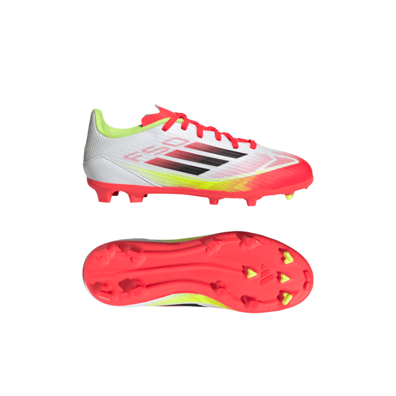 Guayos-adidas-para-niño-F50-League-Fg-Mg-J-para-futbol-color-blanco.-Media-Suela