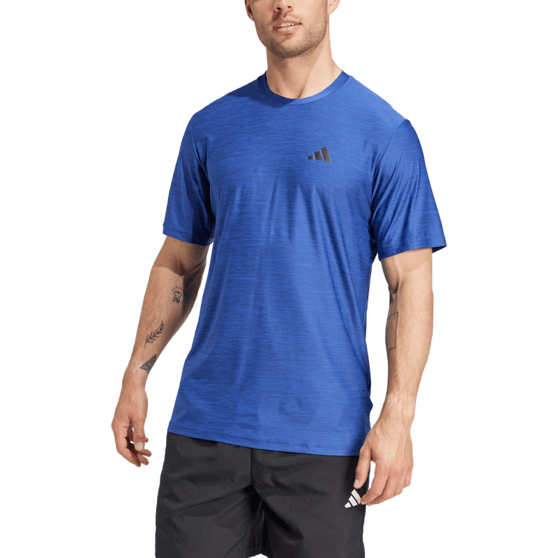 Camiseta-Manga-Corta-adidas-para-hombre-Tr-Es-Stretch-T-para-entrenamiento-color-azul.-Frontal-Sobre-Modelo