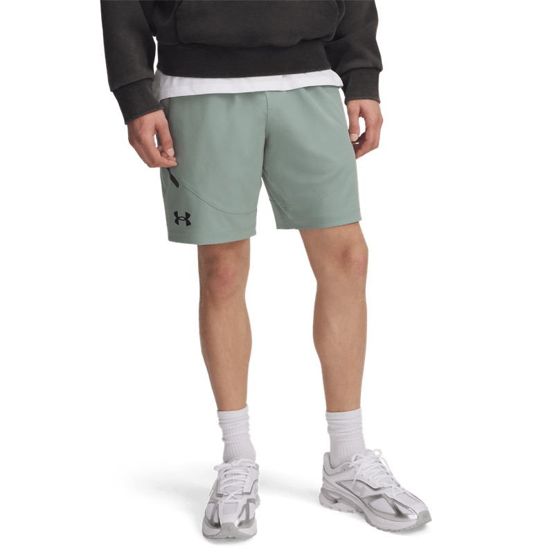 Pantaloneta-under-armour-para-hombre-Ua-Unstoppable-Shorts-para-moda-color-verde.-Frente-Sin-Modelo