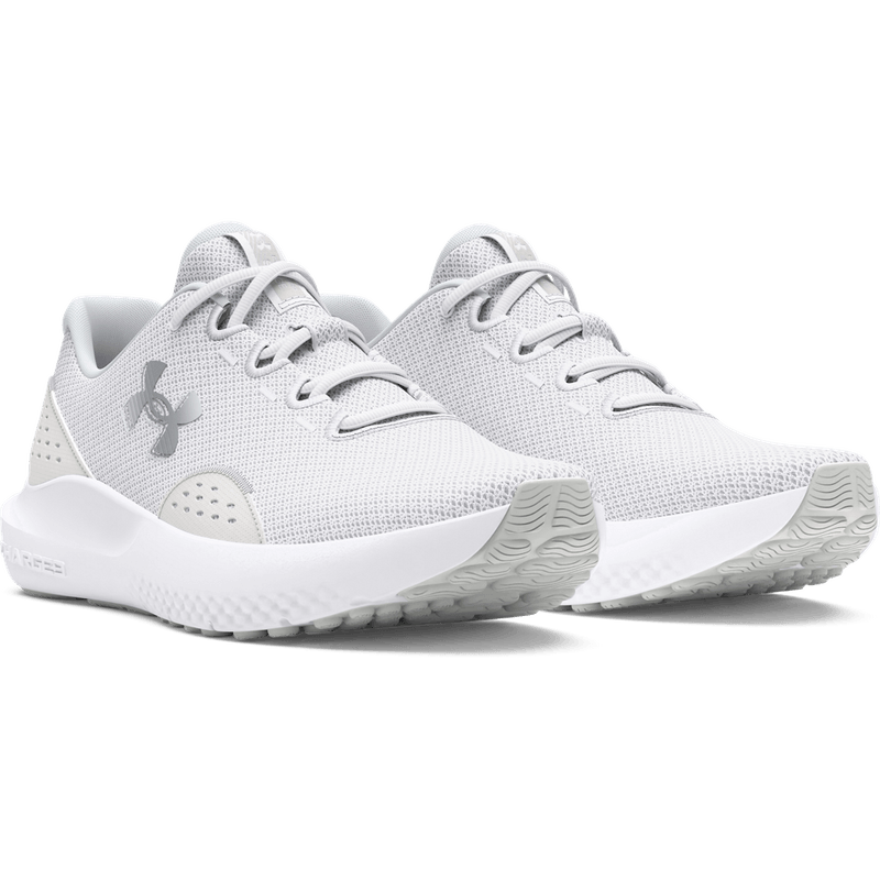 Tenis-under-armour-para-mujer-Ua-W-Charged-Surge-4-para-correr-color-blanco.-Par-Alineados