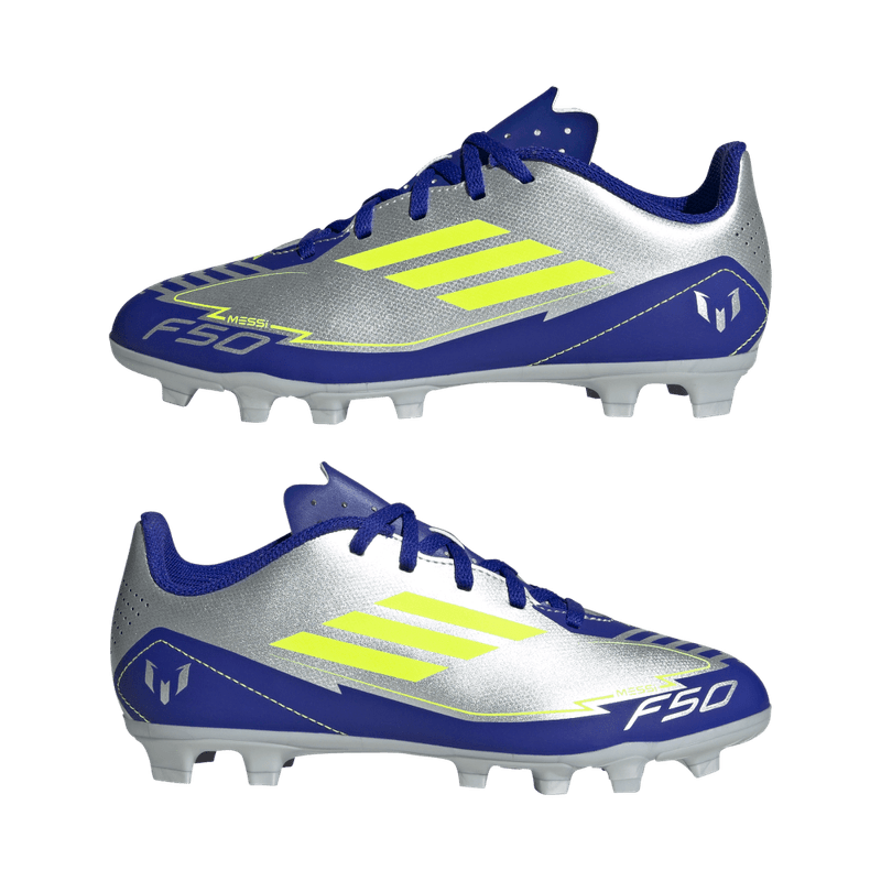 Guayos-adidas-unisex-F50-Club-Fg-Mg-J-Me-para-futbol-color-gris.-Par-Laterales