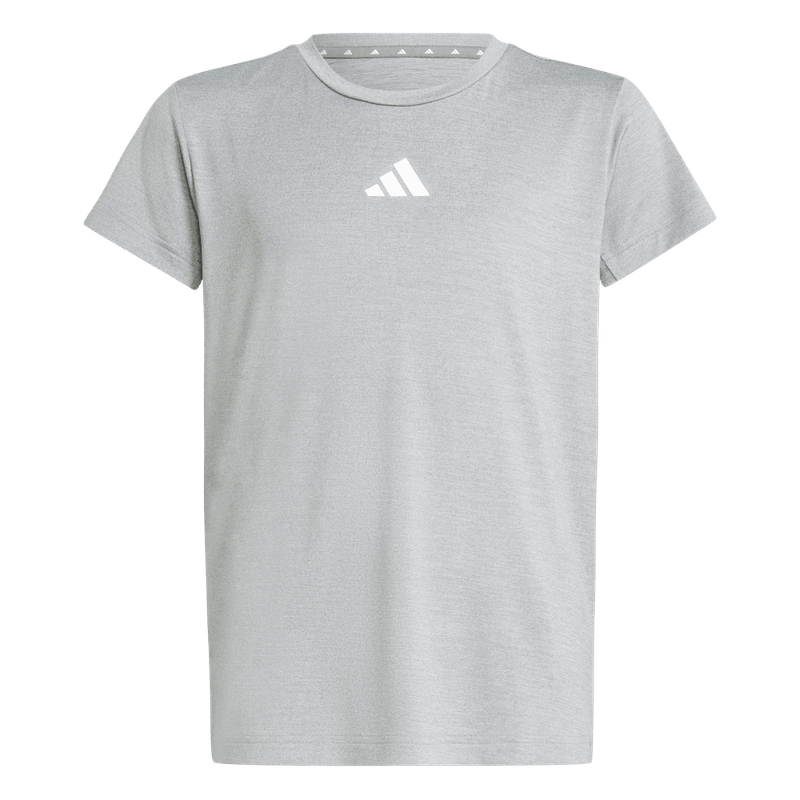 Camiseta-Manga-Corta-adidas-para-mujer-Jg-Gt-Pz-Tee-para-entrenamiento-color-gris.-Frontal-Sobre-Modelo