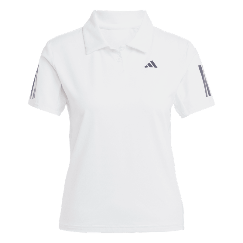 Polo-adidas-para-mujer-Club-Polo-para-tenis-color-blanco.-Frontal-Sobre-Modelo