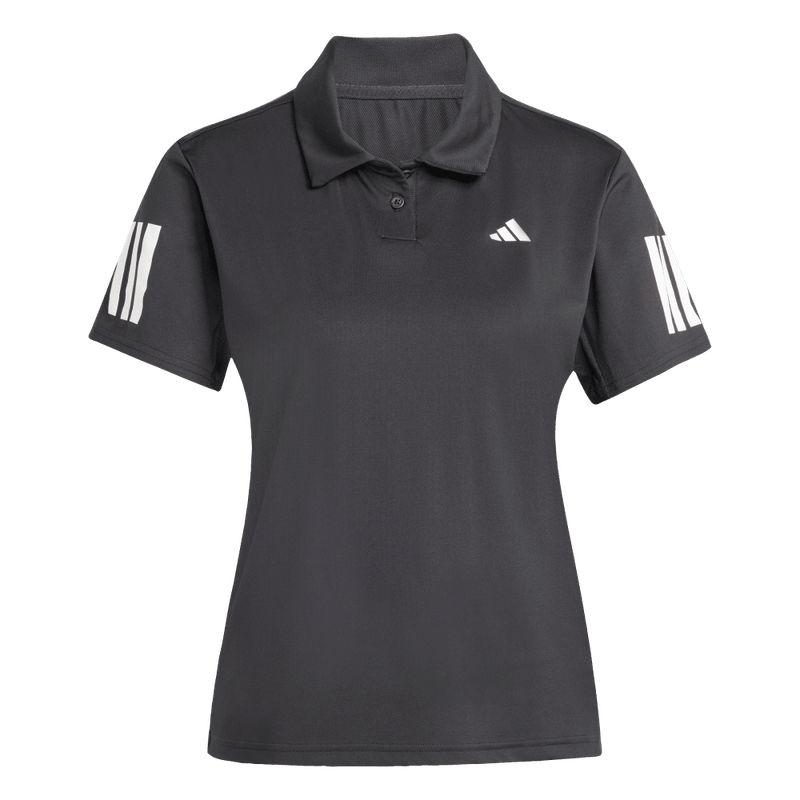 Polo-adidas-para-mujer-Club-Polo-para-tenis-color-negro.-Frontal-Sobre-Modelo