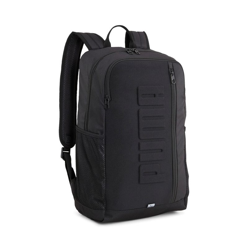 Morral-puma-para-hombre-Puma-S-Backpack-para-moda-color-negro.-Frente-Sin-Modelo
