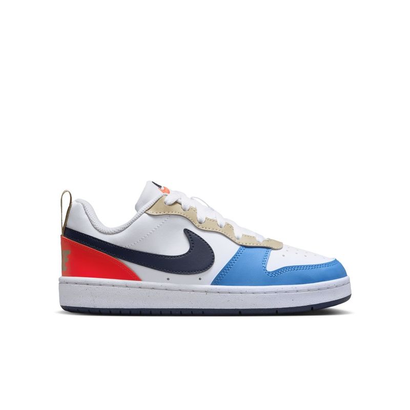Tenis-nike-para-niño-Court-Borough-Low-Recraft-Bg-para-moda-color-blanco.-Lateral-Externa-Derecha