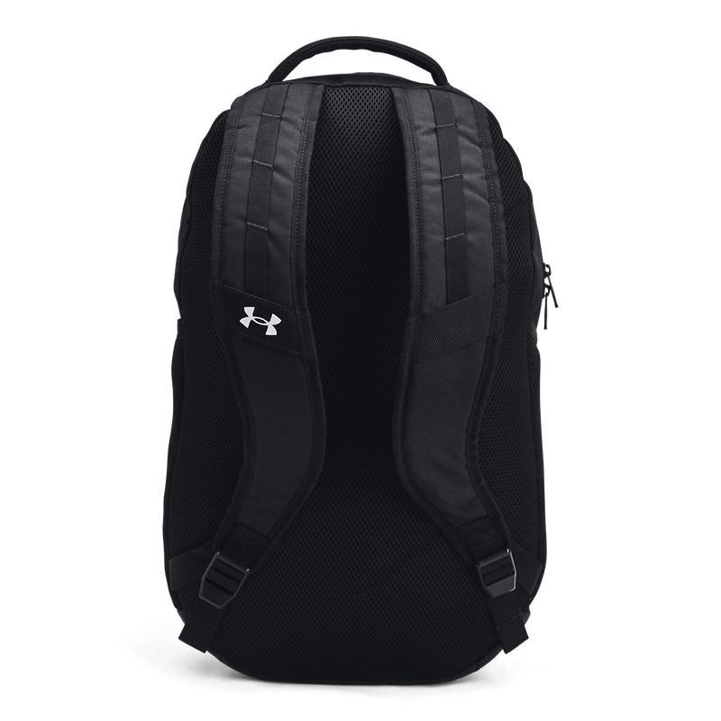 Morral-under-armour-para-hombre-Ua-Hustle-6.0-Backpack-para-entrenamiento-color-negro.-Reverso-Sin-Modelo